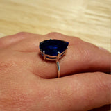 Blue Sapphire Ring - Vintage Sapphire Ring - Blue Teardrop Ring