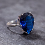 Blue Sapphire Ring - Vintage Sapphire Ring - Blue Teardrop Ring