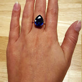 Blue Sapphire Ring - Vintage Sapphire Ring - Blue Teardrop Ring