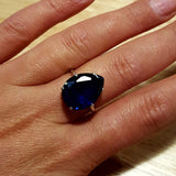 Blue Sapphire Ring - Vintage Sapphire Ring - Blue Teardrop Ring