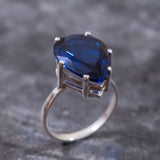 Blue Sapphire Ring - Vintage Sapphire Ring - Blue Teardrop Ring