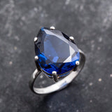 Blue Sapphire Ring - Vintage Sapphire Ring - Blue Teardrop Ring