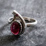 Garnet Statement Ring - Teardrop Garnet Ring - January Birthstone Ring