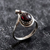 Garnet Statement Ring - Teardrop Garnet Ring - January Birthstone Ring