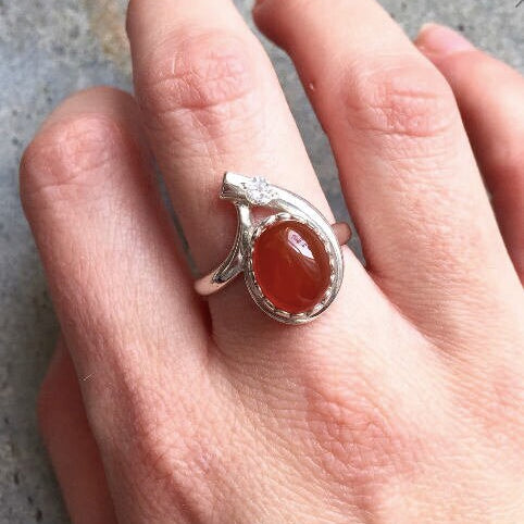 Large Garnet Ring, Natural Garnet Ring, January Birthstone, Red Garnet Ring, Vintage Rings, Vintage Red Ring, Vintage Silver Ring, Garnet