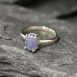 Gold Tanzanite Ring - Natural Tanzanite Ring - Purple Solitaire Ring