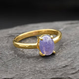 Tanzanite Ring, Natural Tanzanite, December Birthstone, Purple Solitaire Ring, Purple Ring, Dainty Ring, Vintage Ring, Tanzanite, 925 Silver(1)