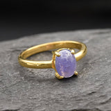 Tanzanite Ring - Purple Oval Ring - Vintage Solitaire Ring