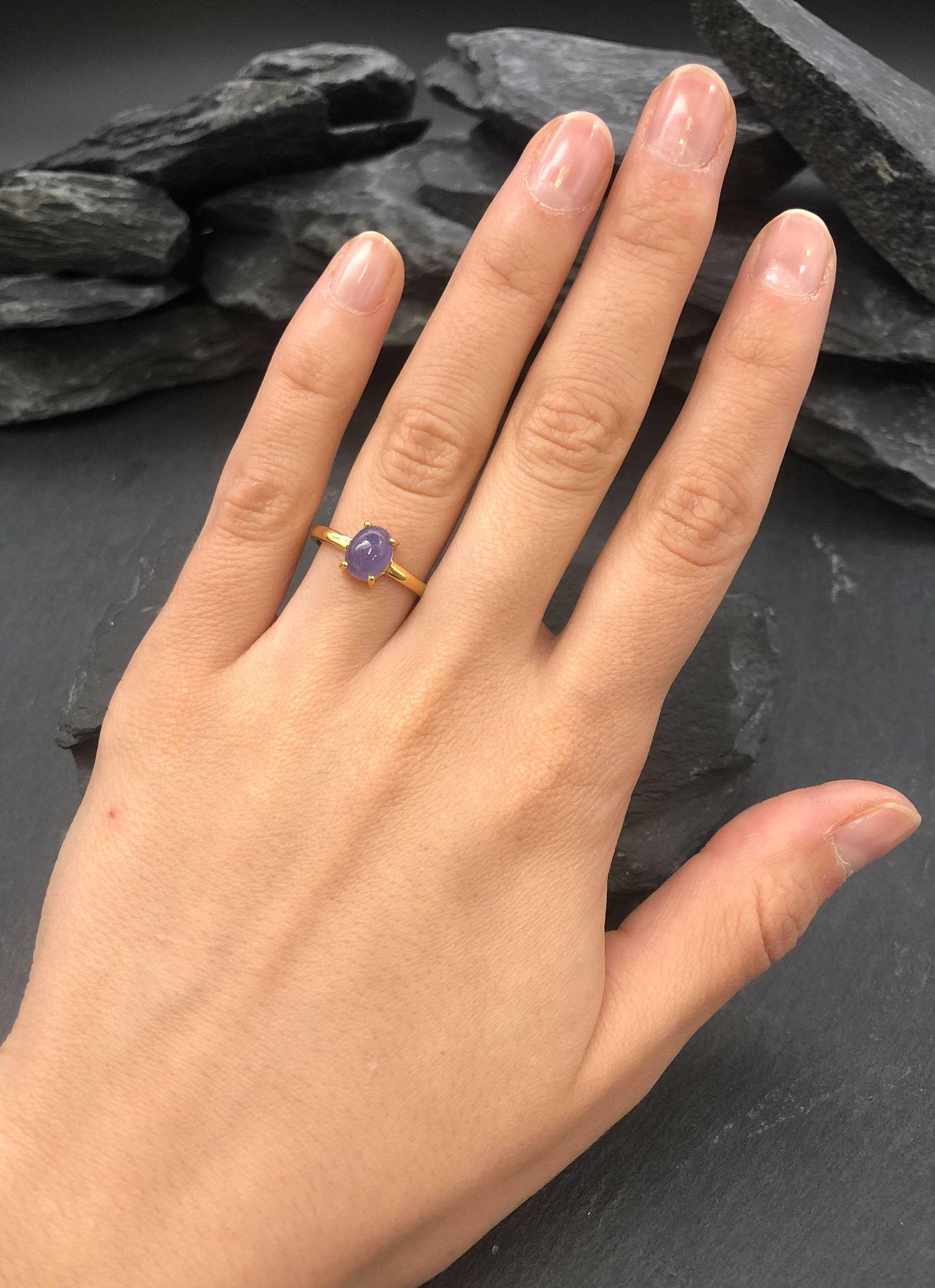 Tanzanite Ring, Natural Tanzanite, December Birthstone, Purple Solitaire Ring, Purple Ring, Dainty Ring, Vintage Ring, Tanzanite, 925 Silver(1)