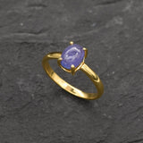 Tanzanite Ring, Natural Tanzanite, December Birthstone, Purple Solitaire Ring, Purple Ring, Dainty Ring, Vintage Ring, Tanzanite, 925 Silver(1)