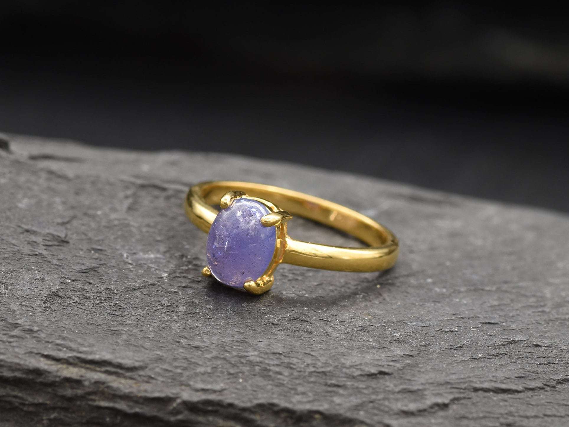 Tanzanite Ring, Natural Tanzanite, December Birthstone, Purple Solitaire Ring, Purple Ring, Dainty Ring, Vintage Ring, Tanzanite, 925 Silver(1)