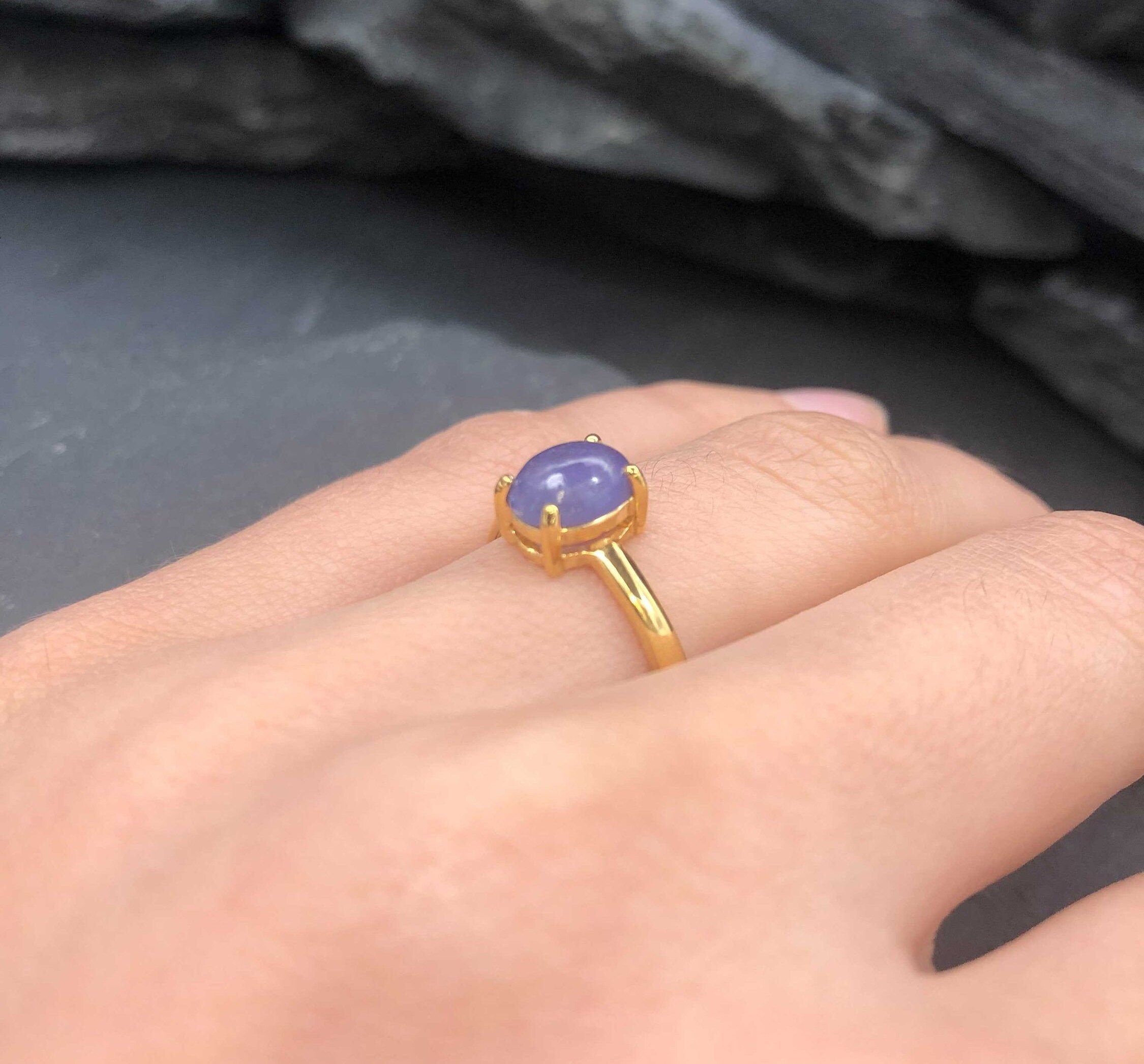 Tanzanite Ring, Natural Tanzanite, December Birthstone, Purple Solitaire Ring, Purple Ring, Dainty Ring, Vintage Ring, Tanzanite, 925 Silver(1)