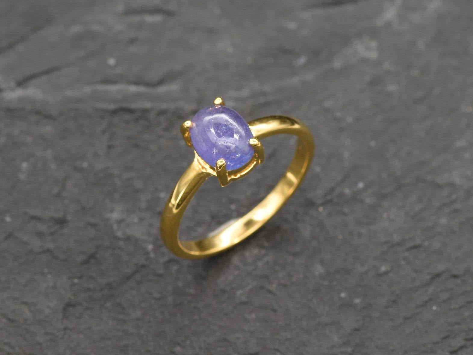 Tanzanite Ring, Natural Tanzanite, December Birthstone, Purple Solitaire Ring, Purple Ring, Dainty Ring, Vintage Ring, Tanzanite, 925 Silver(1)