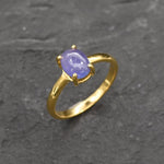 Tanzanite Ring, Natural Tanzanite, December Birthstone, Purple Solitaire Ring, Purple Ring, Dainty Ring, Vintage Ring, Tanzanite, 925 Silver(1)