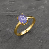 Tanzanite Ring, Natural Tanzanite, December Birthstone, Purple Solitaire Ring, Purple Ring, Dainty Ring, Vintage Ring, Tanzanite, 925 Silver(1)