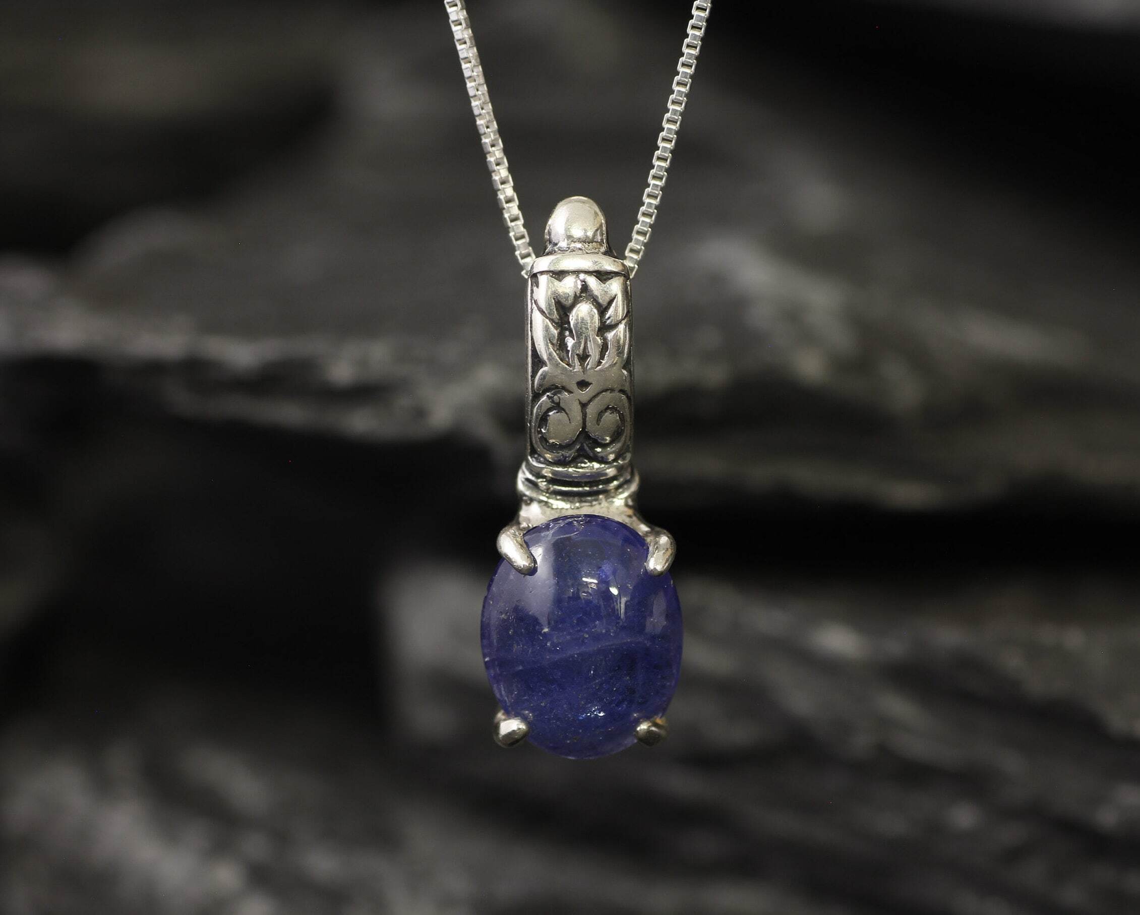 Tanzanite Pendant, Natural Tanzanite, December Birthstone, Blue Bohemian Pendant, Blue Pendant, Vintage Pendant, Silver Pendant, Tanzanite