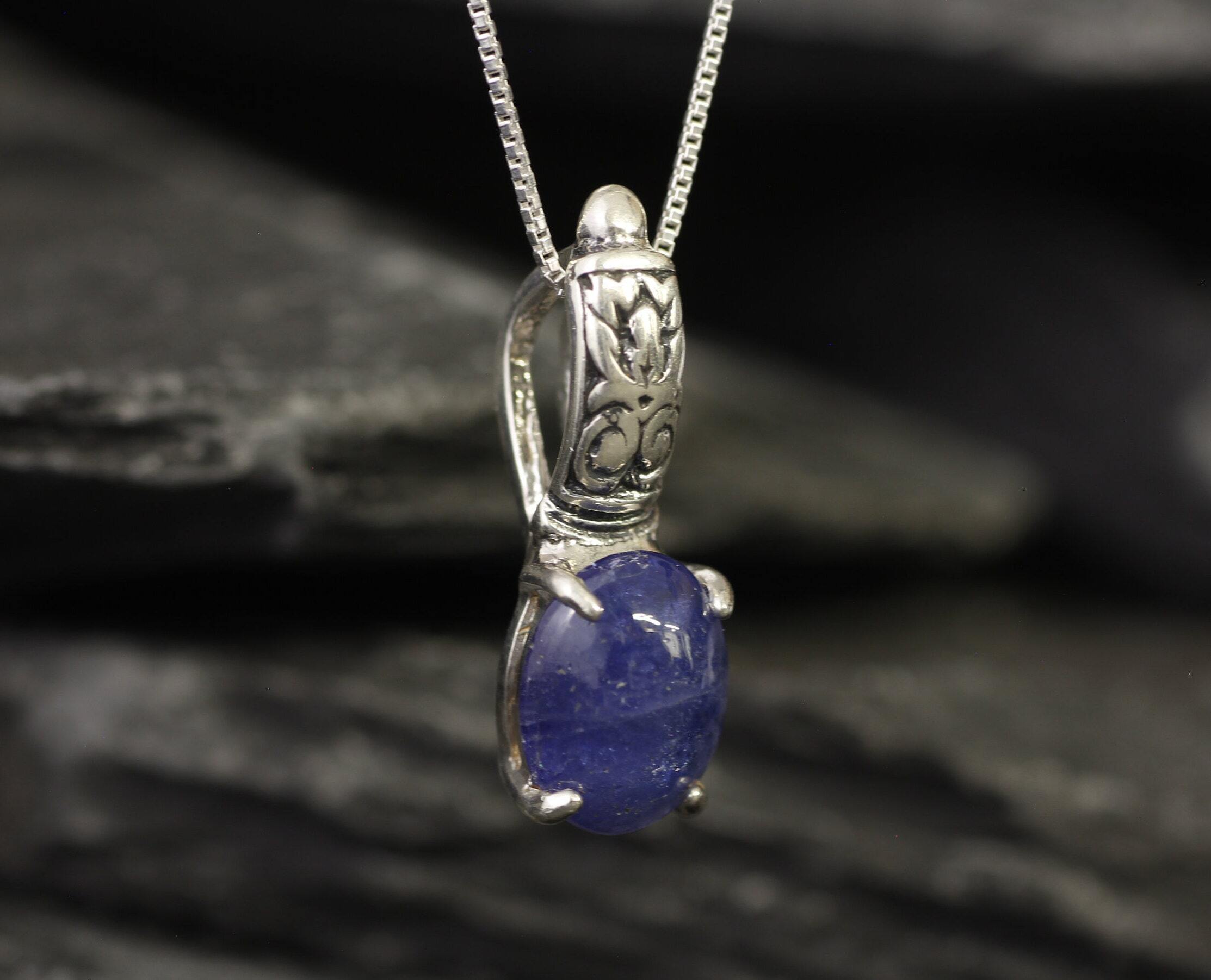 Tanzanite Pendant, Natural Tanzanite, December Birthstone, Blue Bohemian Pendant, Blue Pendant, Vintage Pendant, Silver Pendant, Tanzanite