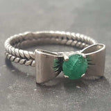 Emerald Ribbon Ring - Green Bow Ring - Vintage Rope Ring