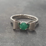 Emerald Ribbon Ring - Green Bow Ring - Vintage Rope Ring