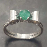 Emerald Ribbon Ring - Green Bow Ring - Vintage Rope Ring