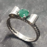 Emerald Ribbon Ring - Green Bow Ring - Vintage Rope Ring