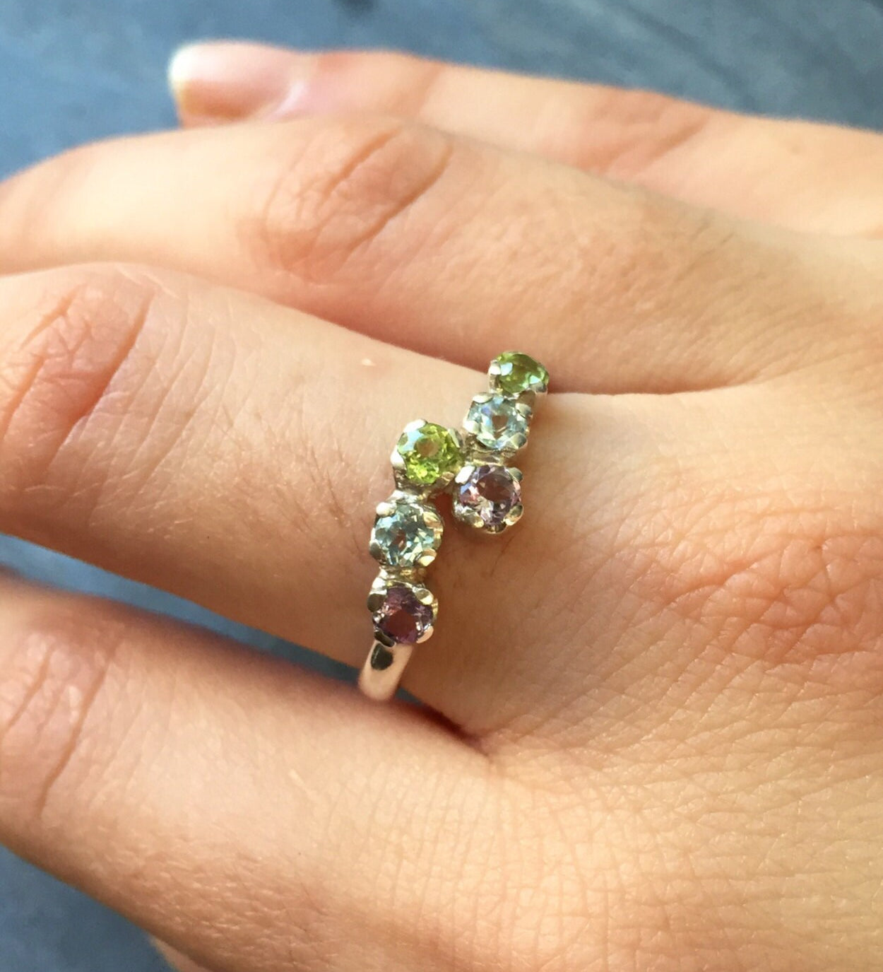 Topaz Ring, December Birthstone, Natural Topaz, Blue Topaz, Ametyst Ring, February Birthstone, Peridot Ring, August Birthstone, Solid Silver (480759473)