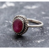 Red Ruby Vintage Ring - Oval Ruby Ring - Genuine Ruby Ring