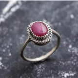 Red Ruby Vintage Ring - Oval Ruby Ring - Genuine Ruby Ring