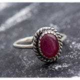 Red Ruby Vintage Ring - Oval Ruby Ring - Genuine Ruby Ring