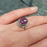 Red Ruby Vintage Ring - Oval Ruby Ring - Genuine Ruby Ring