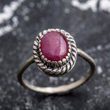 Red Ruby Vintage Ring - Oval Ruby Ring - Genuine Ruby Ring