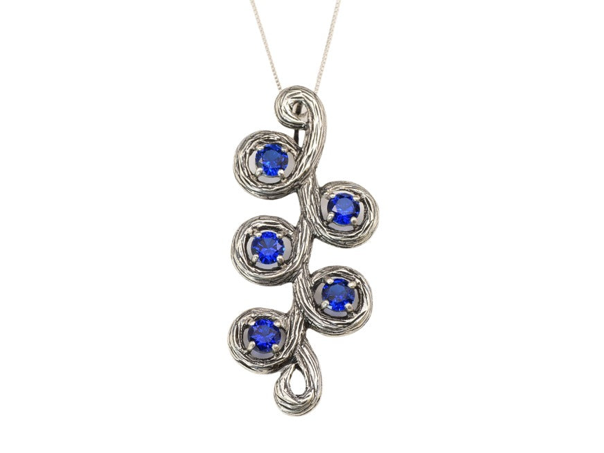Created Sapphire Pendant made in 925 Sterling Silver with Round Created Blue Sapphire in Prong setting, September Birthstone gift idea, symbolizes sincerity, truth, and faithfulness, ideal for everyday wear and perfect for birthday gifting and special occasions.