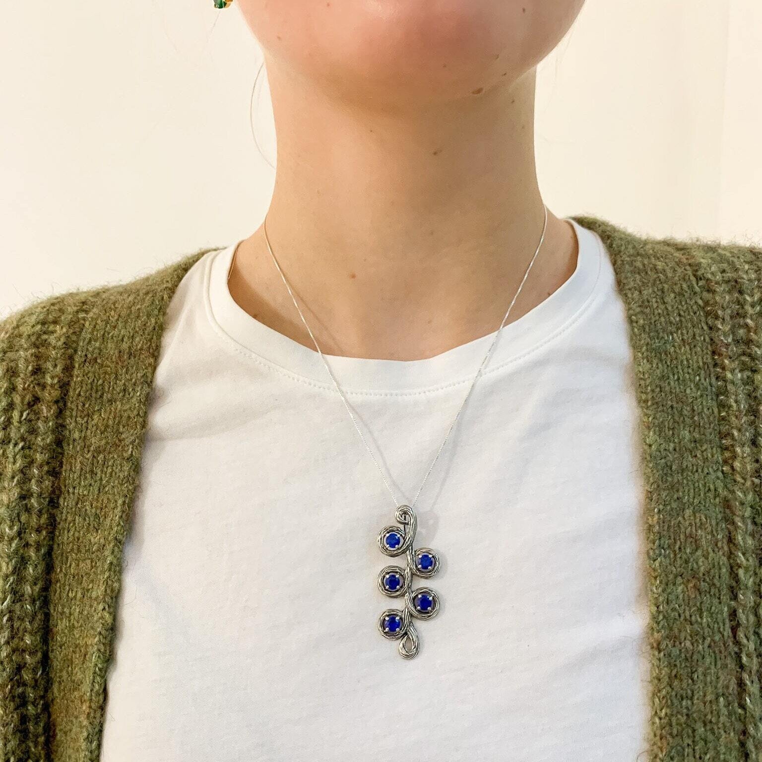 Created Sapphire Pendant in 925 Sterling Silver, featuring a round blue sapphire, perfect for birthdays and everyday elegance.