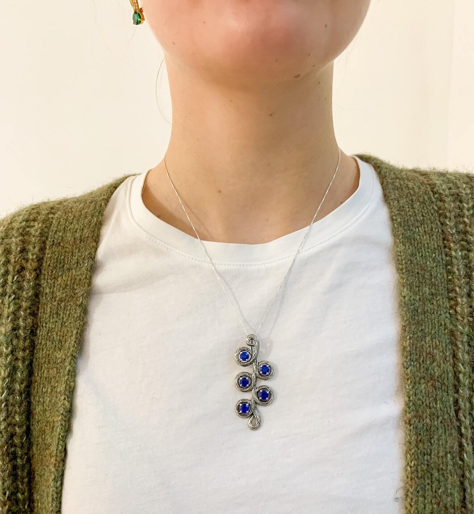 Created Sapphire Pendant in 925 Sterling Silver, featuring a round blue sapphire, perfect for birthdays and everyday elegance.