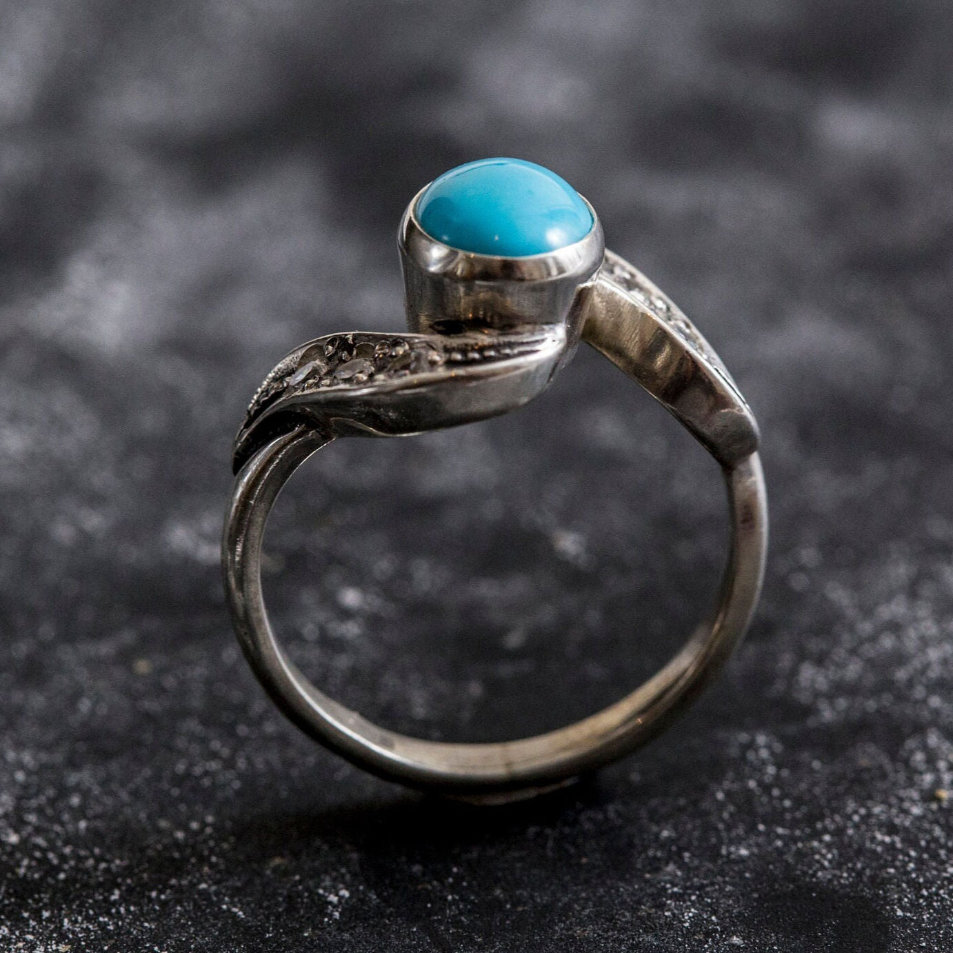 Turquoise Ring, Natural Turquoise, Vintage Ring, Arizona Turquoise, 2 Carats, Real Turquoise, Sleeping Beauty Turquoise, Solid Silver Ring