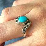 Turquoise Ring, Natural Turquoise, Vintage Ring, Arizona Turquoise, 2 Carats, Real Turquoise, Sleeping Beauty Turquoise, Solid Silver Ring