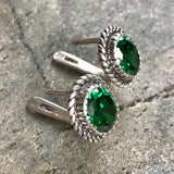 Emerald Vintage Earrings - Green Statement Earrings - Oval Emerald Earrings