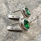 Emerald Vintage Earrings - Green Statement Earrings - Oval Emerald Earrings