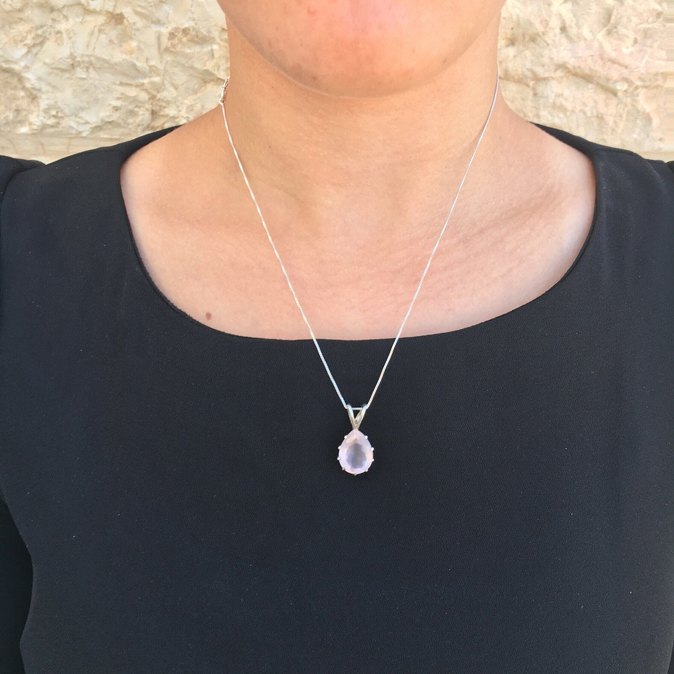 Rose Quartz Pendant, Natural Rose Quartz, Teardrop Pendant, Pink Quartz, Pink Pendant, January Birthstone, Vintage Pendant, Rose Quartz