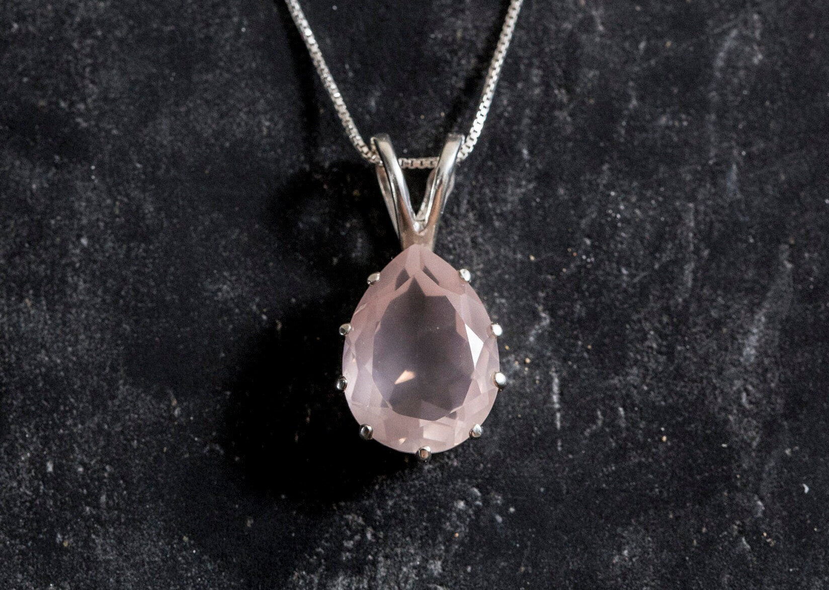 Rose Quartz Pendant, Natural Rose Quartz, Teardrop Pendant, Pink Quartz, Pink Pendant, January Birthstone, Vintage Pendant, Rose Quartz