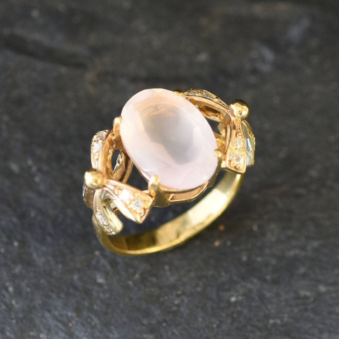 Rose Quartz Ring, January Birthstone, Ribbon Ring, Pink Diamond, Love Ring, Pink Ring, January Ring, Solid Silver Ring, Pure Silver(1)