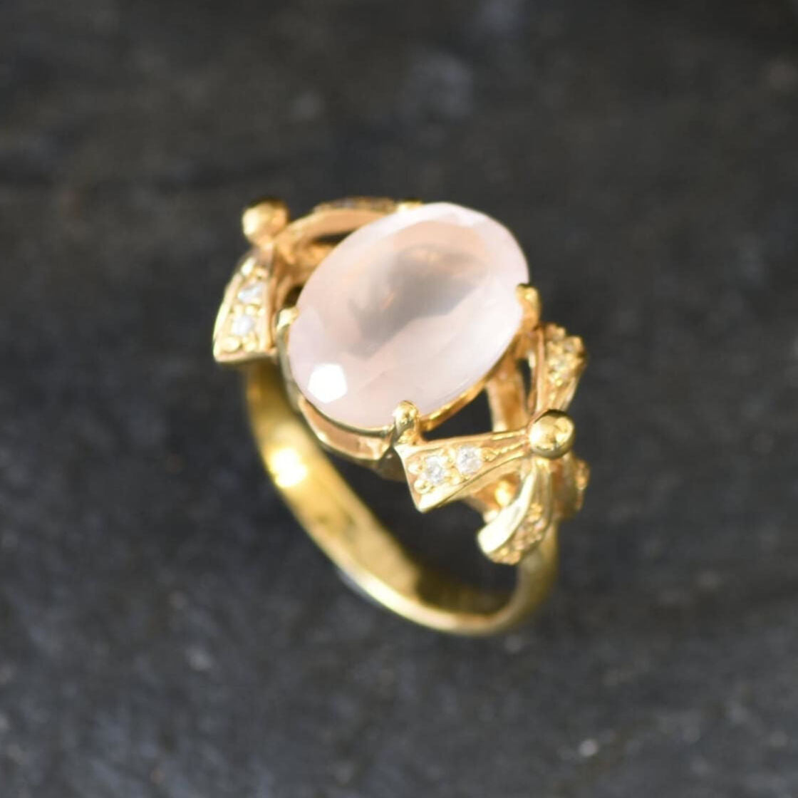 Rose Quartz Ring, January Birthstone, Ribbon Ring, Pink Diamond, Love Ring, Pink Ring, January Ring, Solid Silver Ring, Pure Silver(1)