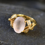 Rose Quartz Ring, January Birthstone, Ribbon Ring, Pink Diamond, Love Ring, Pink Ring, January Ring, Solid Silver Ring, Pure Silver(1)