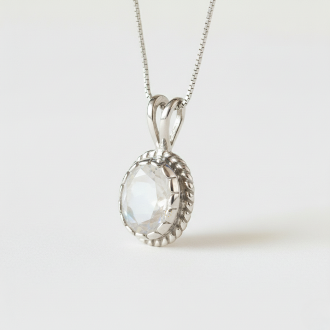 Charming 925 Sterling Silver Moonstone Pendant, June Birthstone, a symbol of protection and ideal for special occasions.