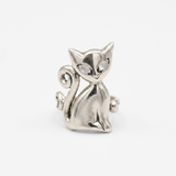 Silver Cat Ring - Rainbow Moonstone Ring - Cat Lover Ring
