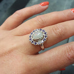 Victorian Opal Ring, Natural Precious Opal, Amethyst Ring, October Birthstone, February Birthstone, Silver Vintage Ring, Solid Silver Ring