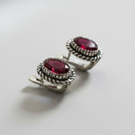 Stunning Created Ruby Earrings in 925 Sterling Silver, a lovely gift for July birthdays, symbolizing purity and devotion.