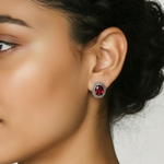 Elegant Created Ruby Earrings in 925 Sterling Silver, perfect for July birthdays and everyday elegance, embodying passion and purity.