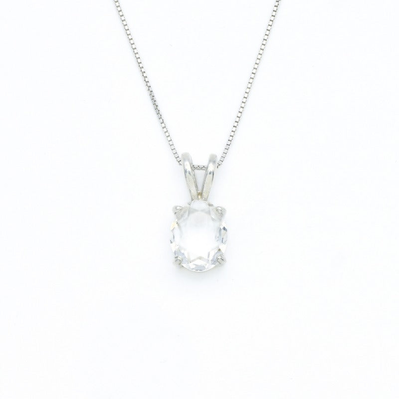 Natural White Topaz Necklace, Genuine White Topaz, Sterling Silver Necklace, White Topaz Pendant, Anniversary Pendant, Birthstone Necklace