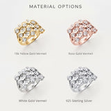 Statement Diamond Ring - Wavy Lines Ring - Chunky Vintage Ring